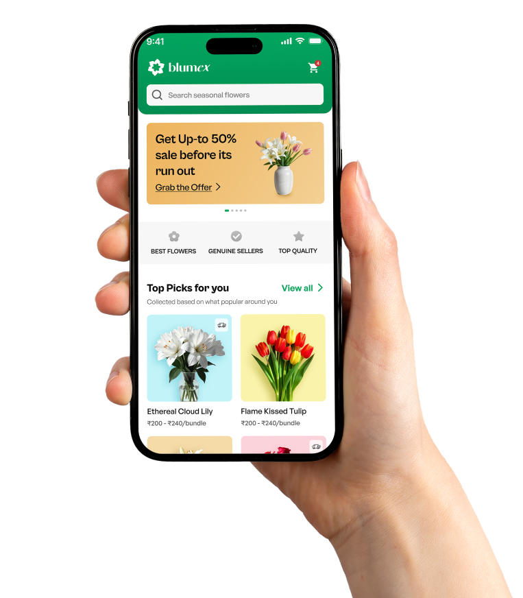 Phone displaying Blumex app